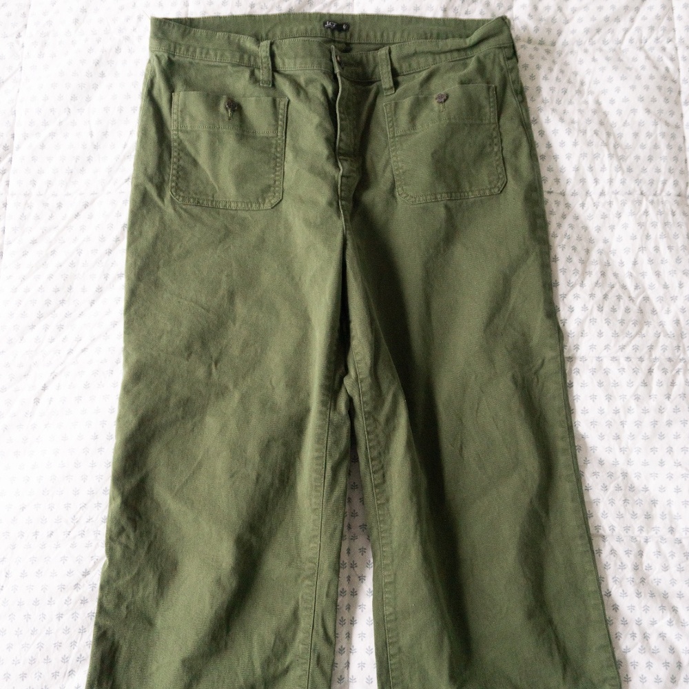 J.CREW Sailor Slim Wide-Leg Chino Pant in Distressed Fatigue: Size 32P